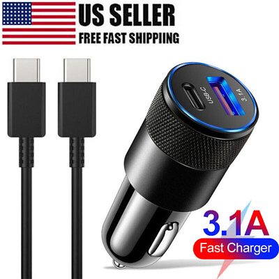 #ad 30W USB C USB Fast Car Charger amp; C to C Cable For Samsung Galaxy S24 S23 Ultra $10.98
