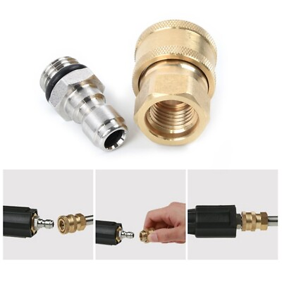 #ad Pair Pressure Washer Quick Release 1 4 Male M22 14 Female Plug Brass Connector# $12.89