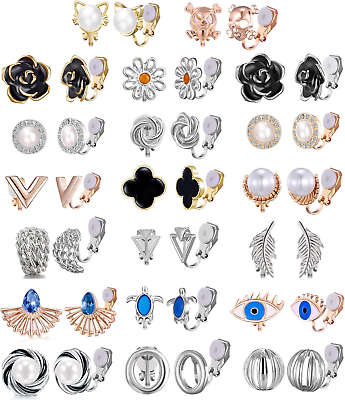 #ad 18 20 Pairs Assorted Clip on Earrings for Teens Girls Clip on Earrings Pack for $21.86