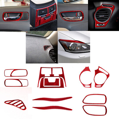 #ad 12Pcs Red Carbon Fiber Inner Full Set Cover Trim For Lexus IS250 IS350 2006 2012 $63.69