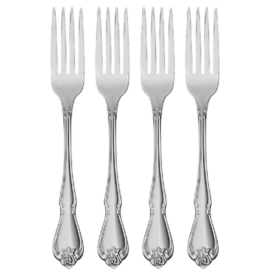 #ad Oneida True Rose Stainless Steel Dinner Fork Set of Four $19.99