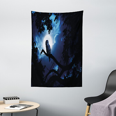 #ad Night Tapestry Quite Woodland Full Moon Print Wall Hanging Decor $29.99