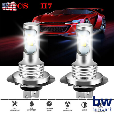 #ad 2X H7 LED Headlight Bulbs Kit High Low Beam Super Bright White Lights 6500K $10.97