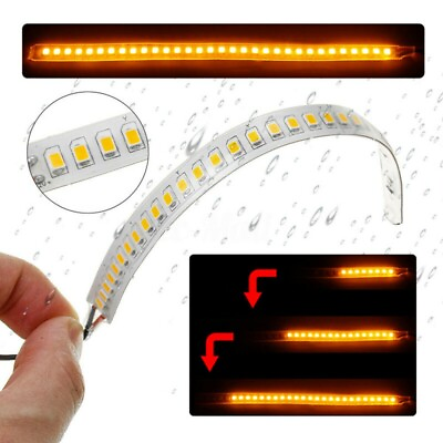 #ad 2*Car Sequential LED Strip Turn Signal Indicator DRL Daytime Running Light 18CM $9.95