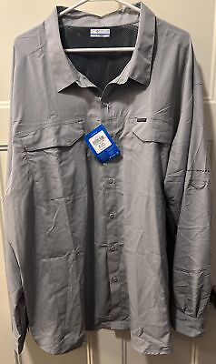#ad Columbia Mens Silver Ridge Lite Shirt Gray 3X Vented Long Sleeves Sun Protection $43.99