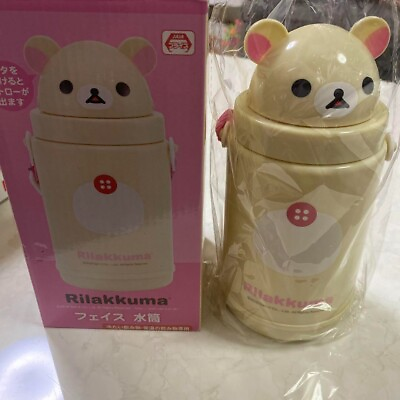 #ad San X Rilakkuma amp; Korilakkuma Face Water Bottle White With straw Cold only Japan $61.00
