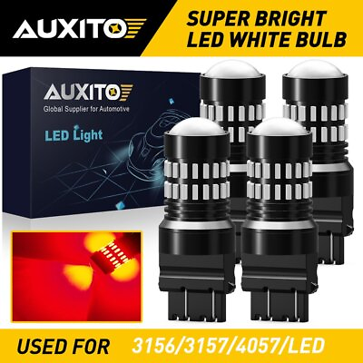 #ad 4 PC AUXITO 3157 3047 3156 Red LED Stop brake Tail Light Bulb For GMC Chevy EXC $21.99