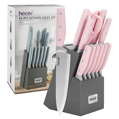 #ad 14 Piece Superior High Carbon Knife Set Classic Forged Triple Rivet with Block $47.99