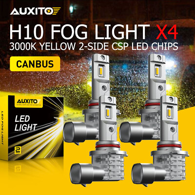#ad Fog H10 AUXITO LED Driving Light Bulb 9145 9140 Amber CANBUS Error New Free 4Pcs $39.99