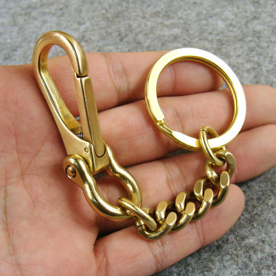 #ad Solid Brass Key Chain Holder Keyrings Bag Wallet Chain Keychains With Snap Hook $12.96