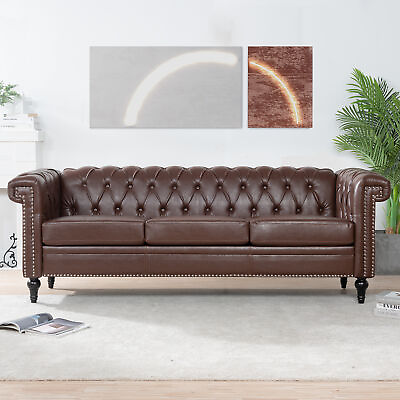 #ad 82.5quot; Width Traditional Square Arm Removable Cushion Sofa Dark Brown 42995 $548.89