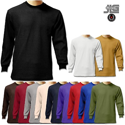 Men Heavy Weight Plain Thermal Long Sleeve New Waffle Shirts Solid Colors $16.99
