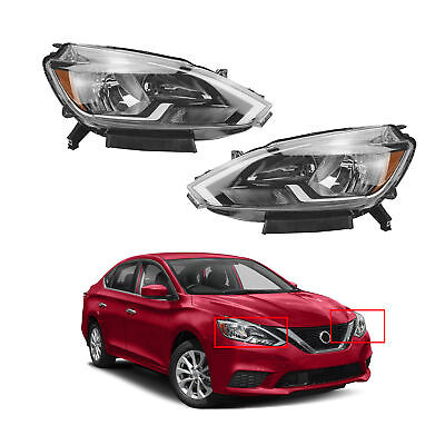 #ad Pair of 2 Left amp; Right Halogen Headlights Headlamps For 2016 2019 Nissan Sentra $105.33