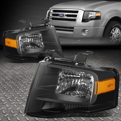 #ad FOR 07 14 FORD EXPEDITION BLACK HOUSING AMBER CORNER HEADLIGHT REPLACEMENT LAMP $122.88