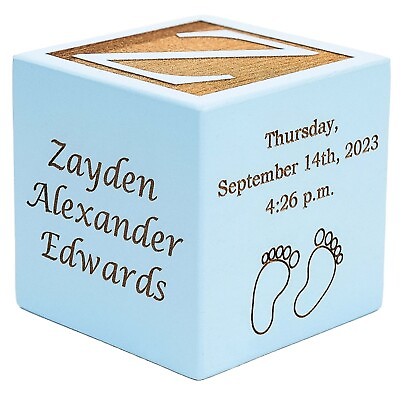 #ad Personalized Wood Baby Birth Block Laser Engraved New Baby Gifts Unique $34.95