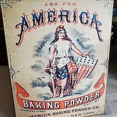 #ad VINTAGE ANTIQUE COLONIAL VICTORIAN STYLE AMERICA LADY BAKING POWDER KITCHEN SIGN $13.95