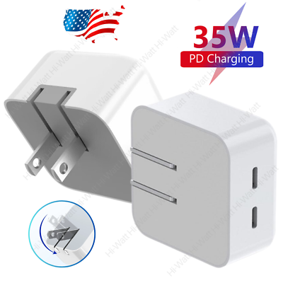 #ad 35W Dual USB C Fast Wall Charger Adapter Type C PD Block For iPhone 14 13 11 Pro $11.39