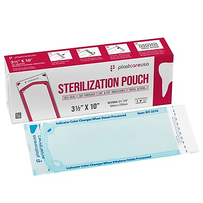 #ad 400 Self Sealing Sterilization Pouch 3.5quot; x 10quot; Paper Blue Film 2 Boxes $29.99