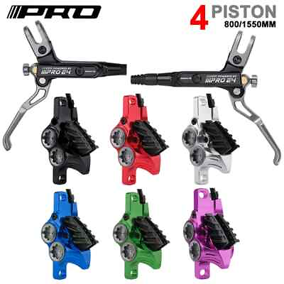 #ad Bicycle Hydraulic Disc Brake 4 Piston MTB Brake Caliper Brake Oil Pressure Brake $117.64