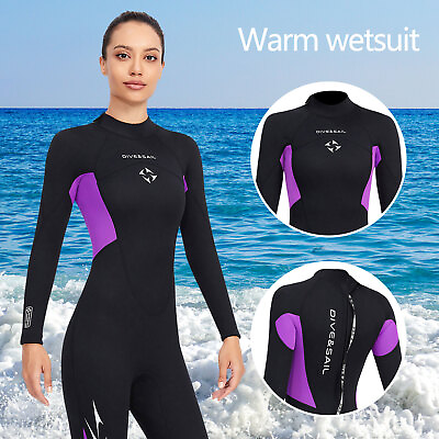 #ad Women 3mm Neoprene Wetsuits Full Body Scuba Diving Suits Surfing Snorkeling $85.34