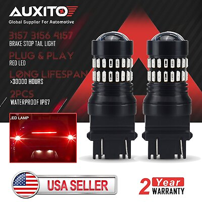 #ad 2x Auxito 3157 4157 3156 3457 Red LED Tail Brake Turn Signal Blinker Light Bulb $14.09