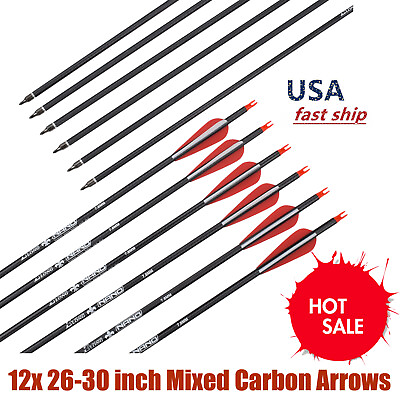 #ad 12Pk 26inch 28inch 30inch Mixed Carbon Arrow Hunting and Target Arrows Sp500 US $34.77