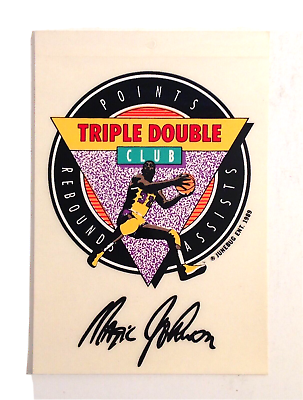 #ad Magic Johnson Los Angeles Lakers 1989 Triple Double Club Decal Sticker VTG NBA $5.99