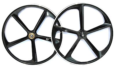 #ad R4 BMX 24quot; 5 Spoke Mag Complete Wheelset W Freewheel Cog Black or White $169.99