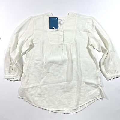 #ad New Market amp; Spruce White Long Sleeve Gauze Shirt Size MP Medium Petite $36.00