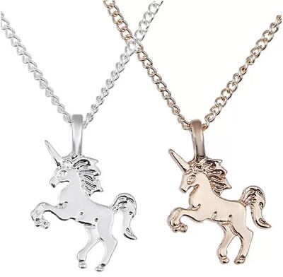 #ad Unicorn Pendant Necklace Girls Horse Pendant Silver Gold Gift $2.99