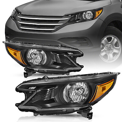 #ad For 2012 2013 2014 Honda CR V Black Amber Corner Headlights Lamps Pair 12 14 $165.99