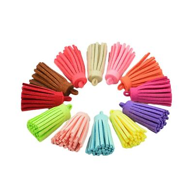 #ad Lot 40mm 12pcs Suede Leather Tassel Keychain Bag Pendant Charms Crafts Jewelry $7.11
