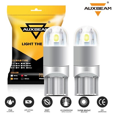 #ad AUXBEAM T10 LED License Plate Light Car Interior Bulbs White 168 2825 194 W5W $9.99