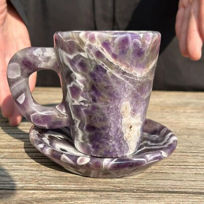 #ad #ad 1.9LB 4.7quot;Natural Dream Amethyst Mug Cup Crystal Craft Hand Mand Decor Healing $155.00