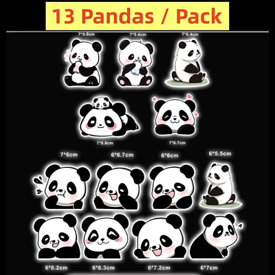 #ad 13 Cute Pandas Pack Decal Vinyl Sticker Car Window Motorcycle Truck SUV Laptop $5.95