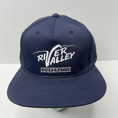 River Valley Cooperative Baseball Cap Navy White Mesh Strap Trucker Hat $5.40