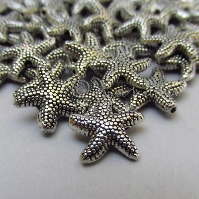 #ad Starfish 14mm Antique Silver Plated Spacer Ocean Beads B2146 10 20 Or 50PCs $2.50
