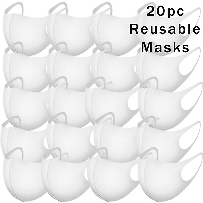 #ad 20 pcs White Washable amp; Reusable Fashion Face Masks US seller Free Shipping $7.99