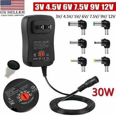 #ad 30W Universal AC to DC Adjustable Power Adapter Supply Charger for Electronics $13.99