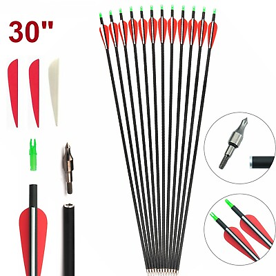#ad 12x 30quot; Carbon Arrow Spine500 OD7.8mm for Compound Recurve Bow Archery Shooting $29.49