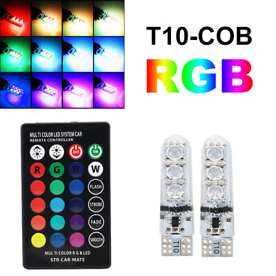 #ad 2 4PCS T10 Silicone Remote Control Reading Light RGB License Plate Lamp C $2.96