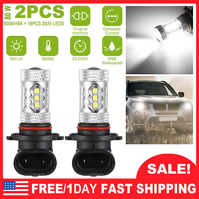 #ad 2pcs 9006 HB4 LED Fog Light Bulbs Driving DRL 6500K White Lamps Lighting $8.88