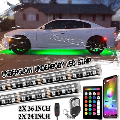#ad 4pcs RGB LED Underbody Car Tube Strip Underglow Neon Light bluetooth APP Control $56.88
