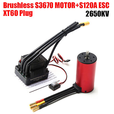 #ad S3670 2650KV Brushless Motor Sensorless Waterproof Motor and 120A Brushless Y9R4 $58.81