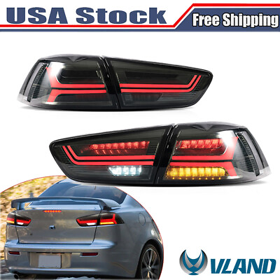 #ad 2x Smoked LED Tail Lights Rear Lamps For 08 17 Mitsubishi Lancer EVO LHRH Side $151.99