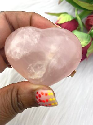 #ad Rose Quartz Heart 45MM Gemmy Rose Quartz Heart Large Puffy Rose Quartz $30.30