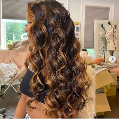 #ad new 30 32 inch 360 high definition lace front wig body wave P4 27 Highlight wig $308.43