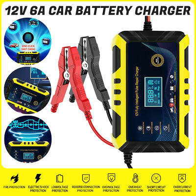 #ad #ad Car Battery Charger 12V 6A Maintainer Trickle Charger Motorcycle AGM LiFePO4 $17.59