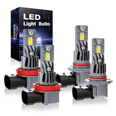 #ad 4x LED Headlight Bulbs Combo Kit 9005 H11 High Low Beam 6000K White Super Bright $59.99