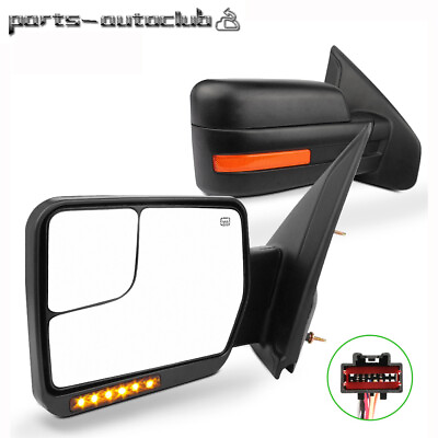 #ad Tow Mirrors Power Heated Signal Puddle Light Side Pair For 2004 2014 Ford F 150 $88.34